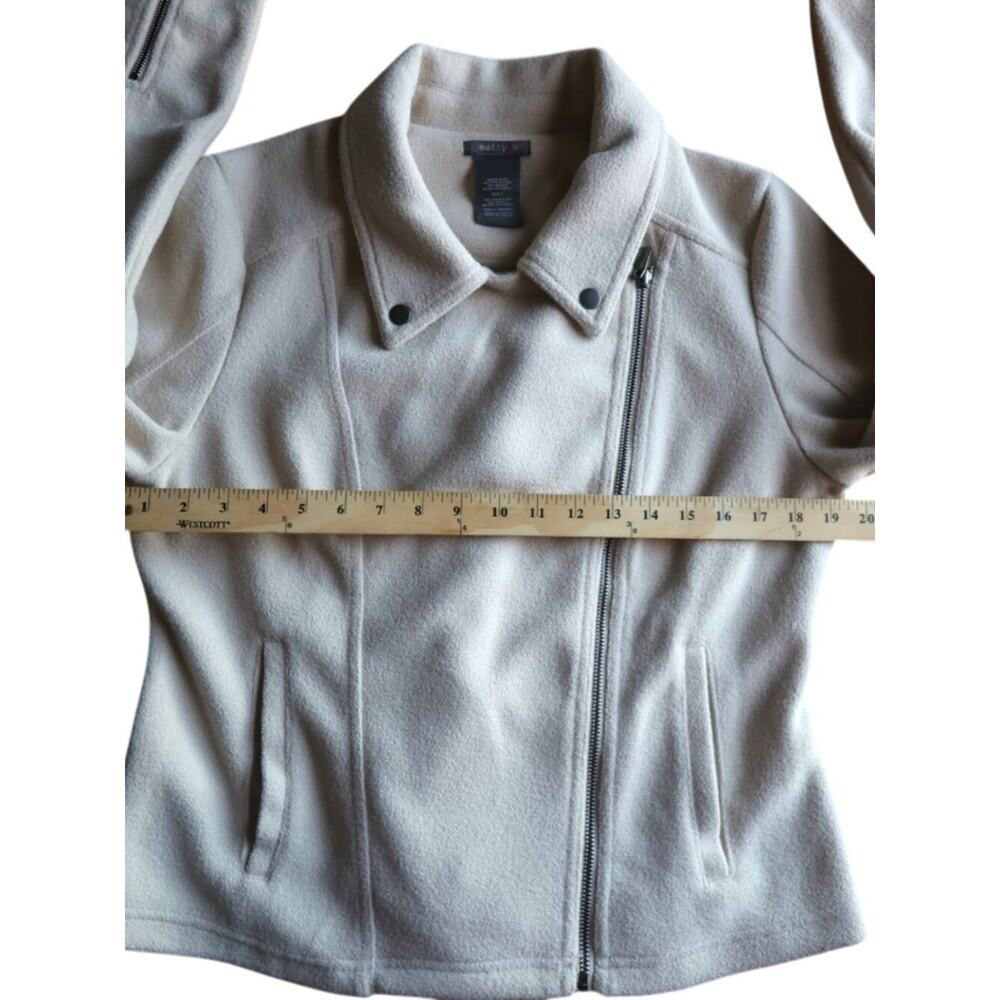 Matty M Soft Moto Jacket Cream Beige Zip Front Size L Minimalist Clean Girl EUC - Picture 11 of 13